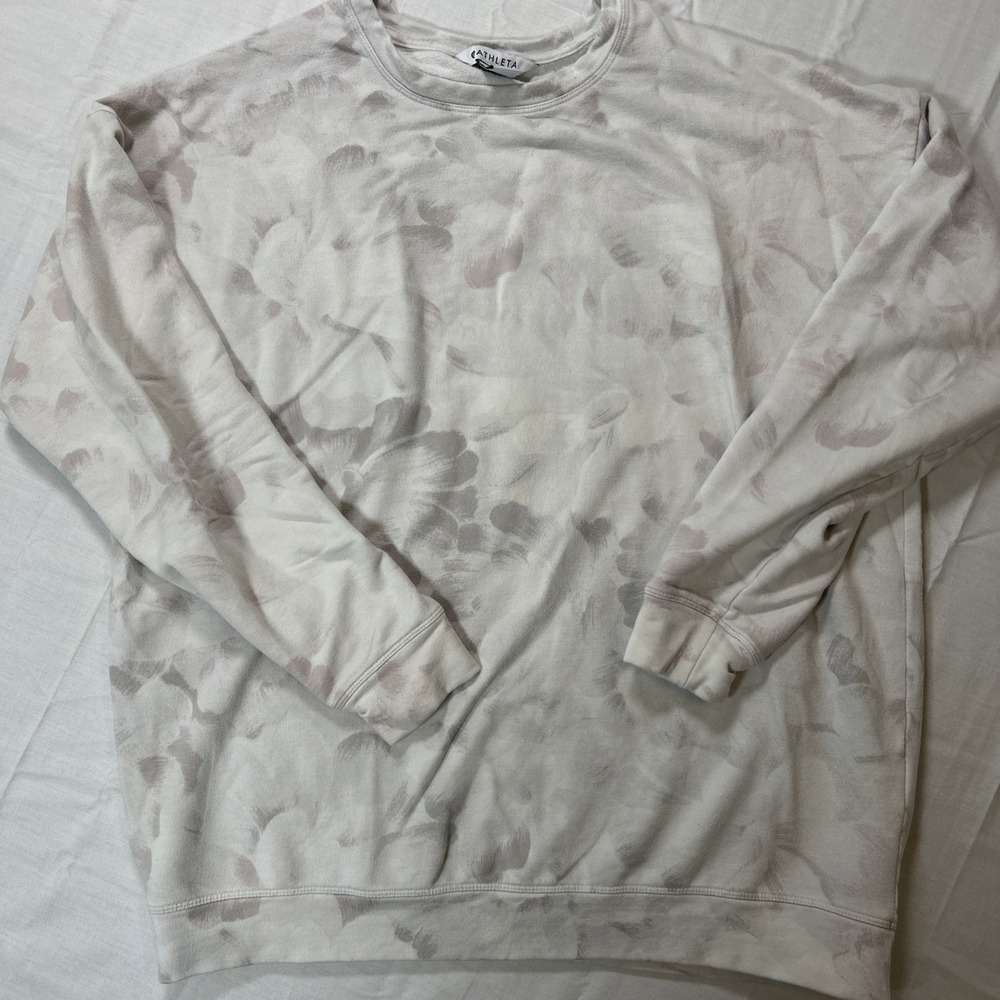 Athleta Sweatshirt Women's Size Medium Chakra Floral Print White Gray